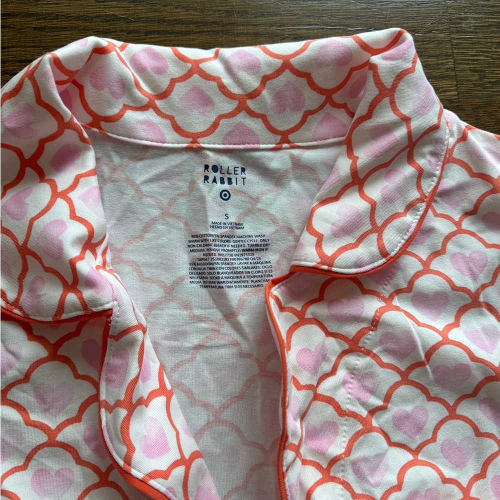 NWT ROLLER RABBIT X Target Geo hearts short sleeves shorts pajama set SMALL - Picture 2 of 3
